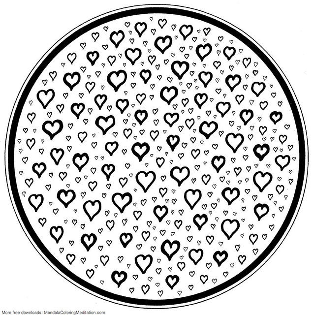 Printable children coloring page small heart mandala