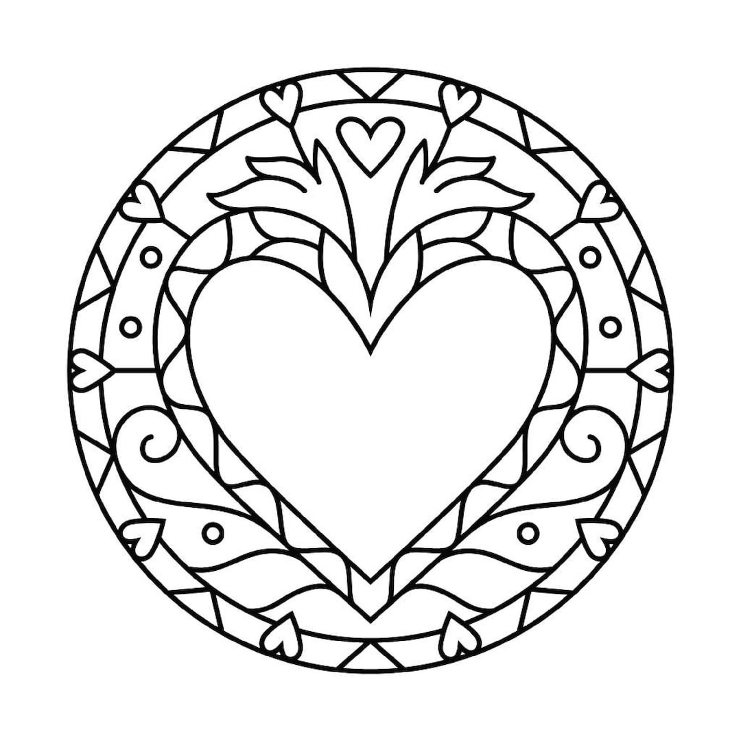 Heart mandala coloring pages