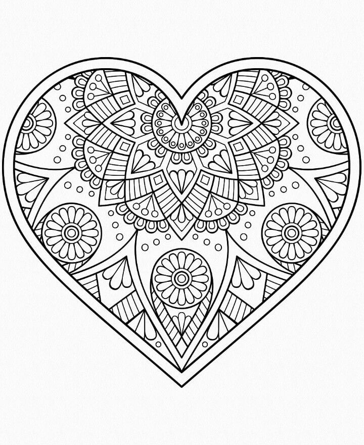 Normal heart mandala coloring page