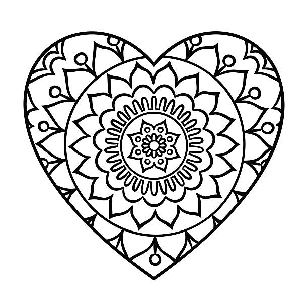 Doodle heart mandala stock illustration