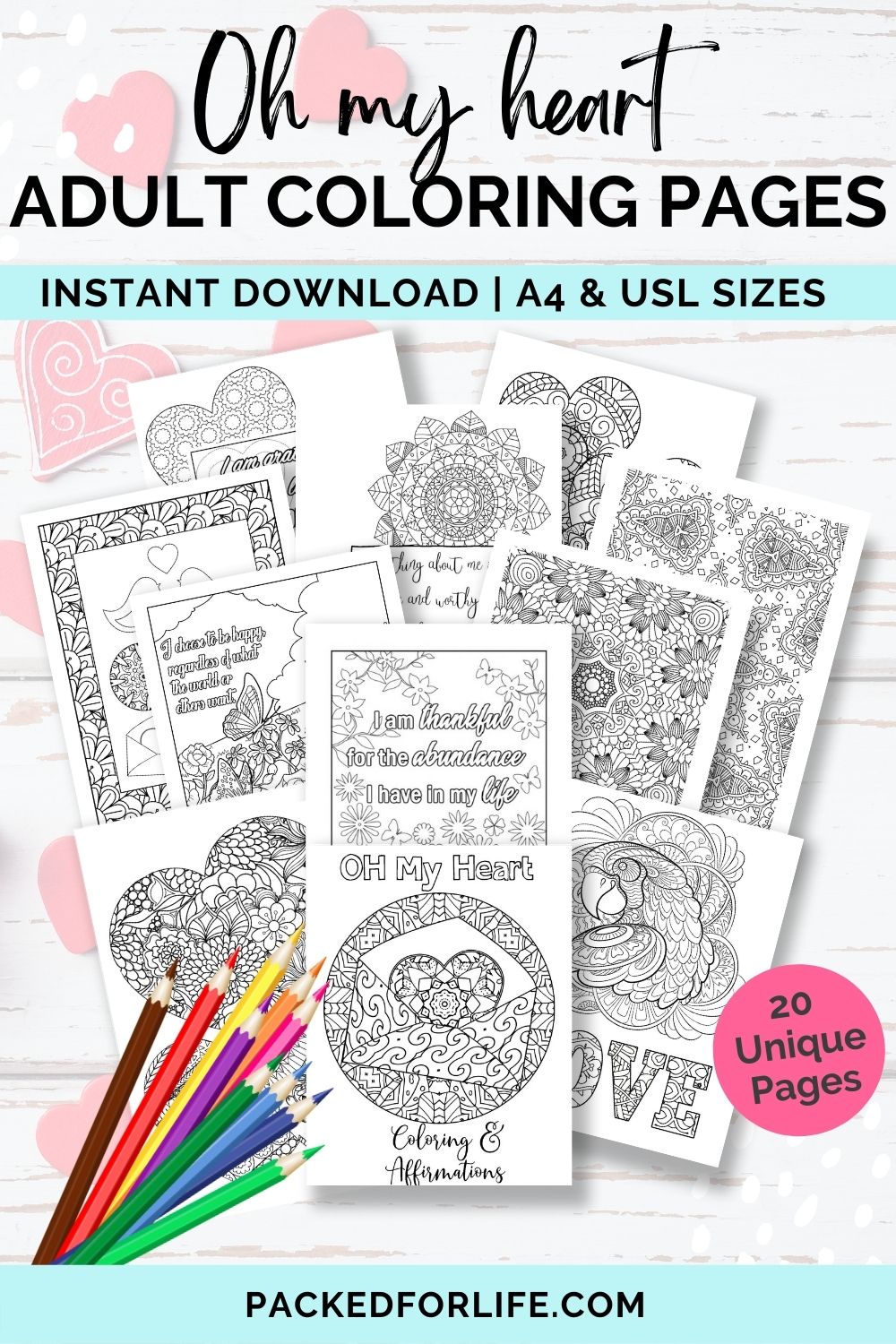 Oh my heart mandala adult coloring pages pages â packed for life