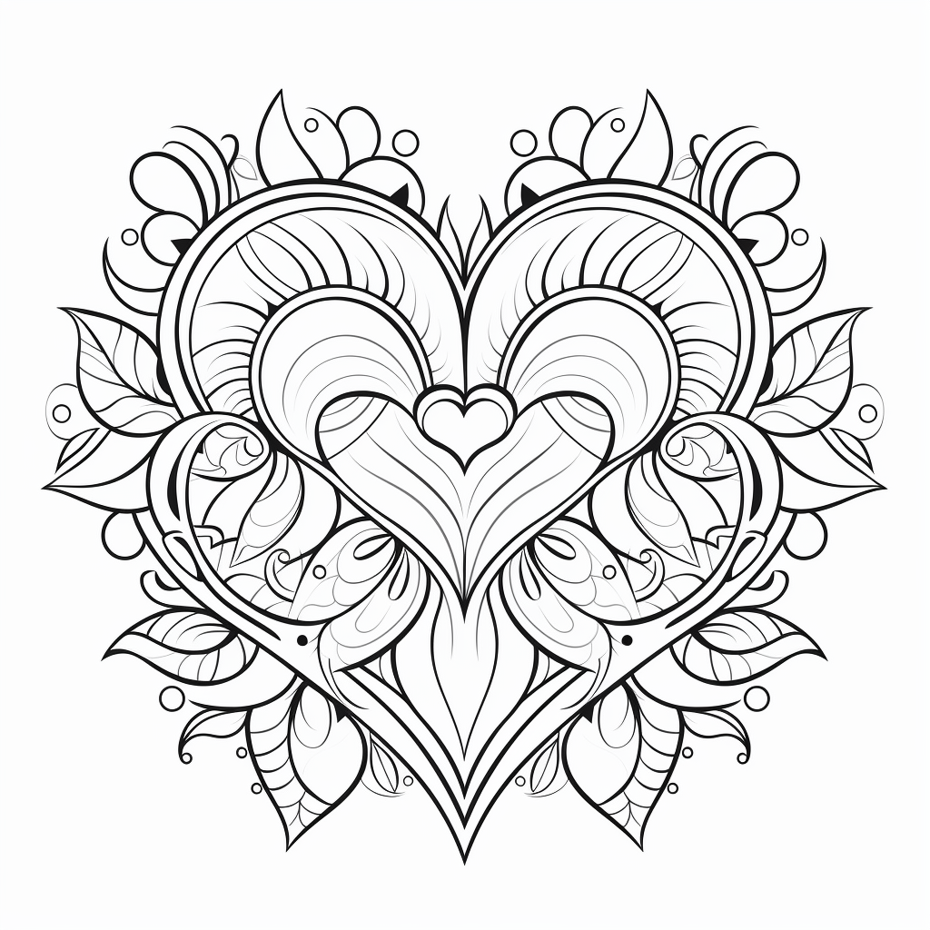 Heart mandala coloring pages