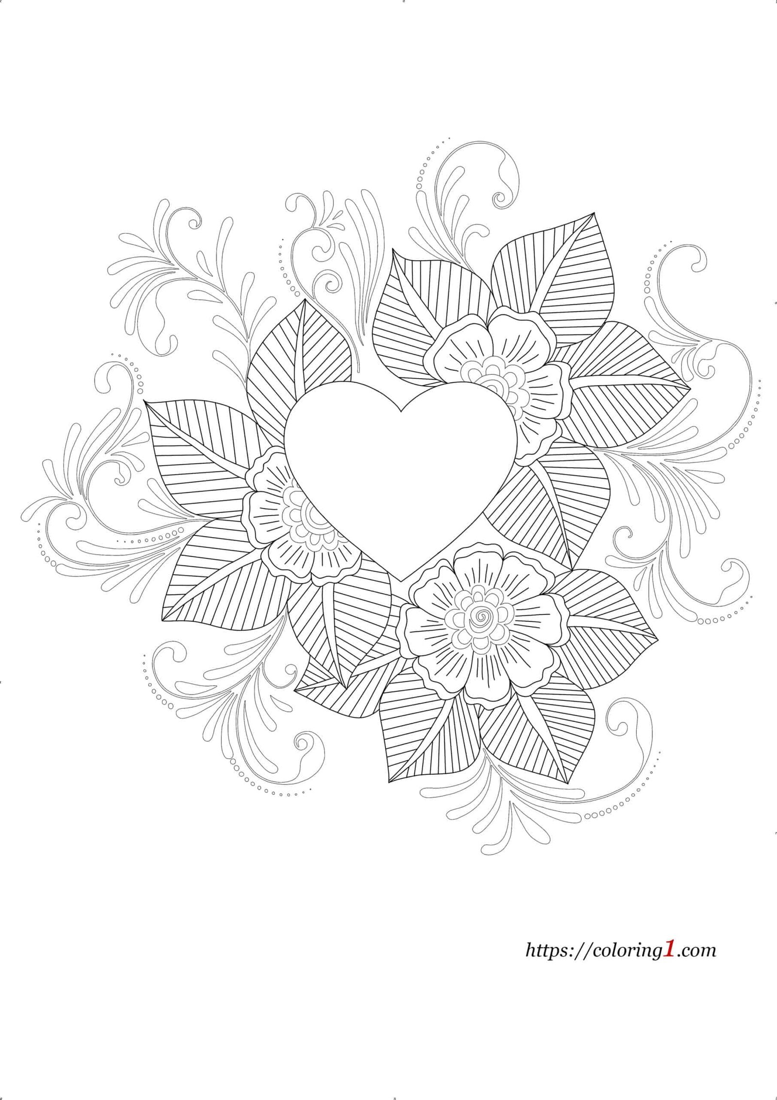 Heart mandala coloring pages