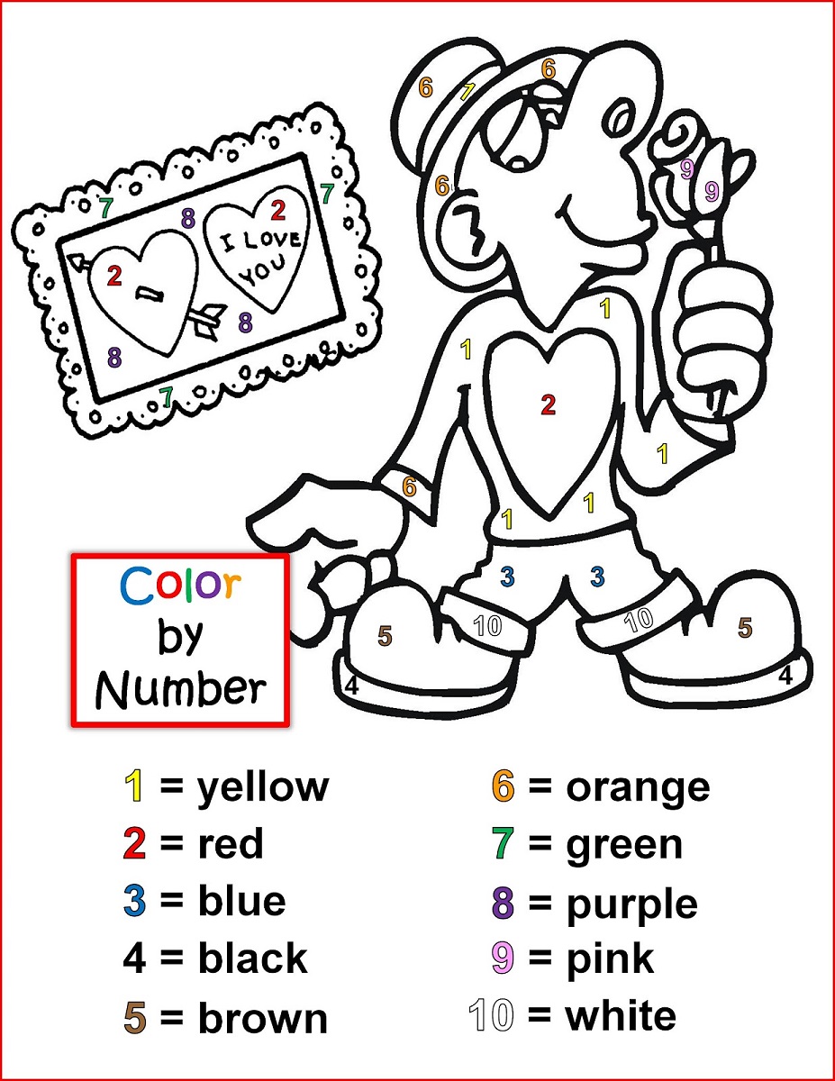 Valentines color by number