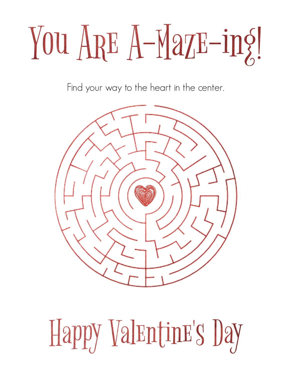 Free printable valentines day maze