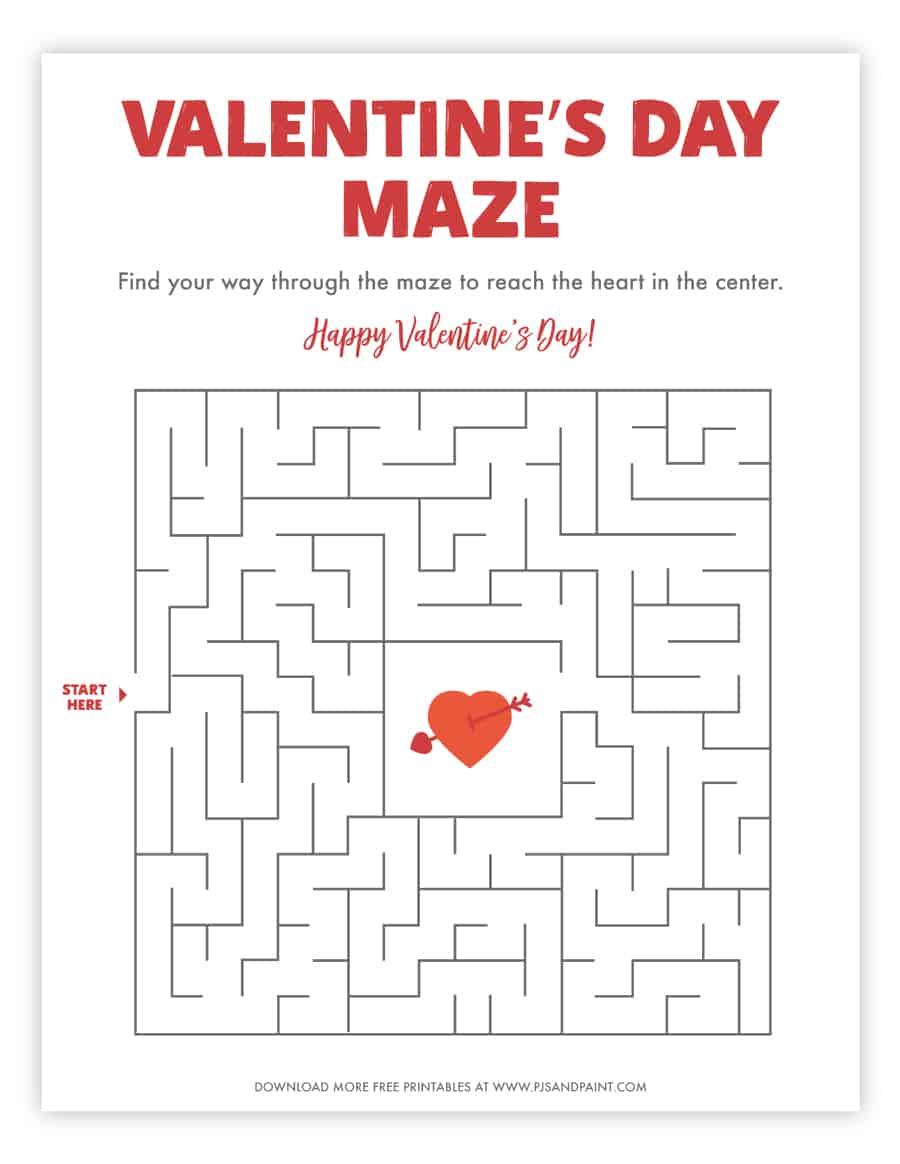 Free printable valentines day maze