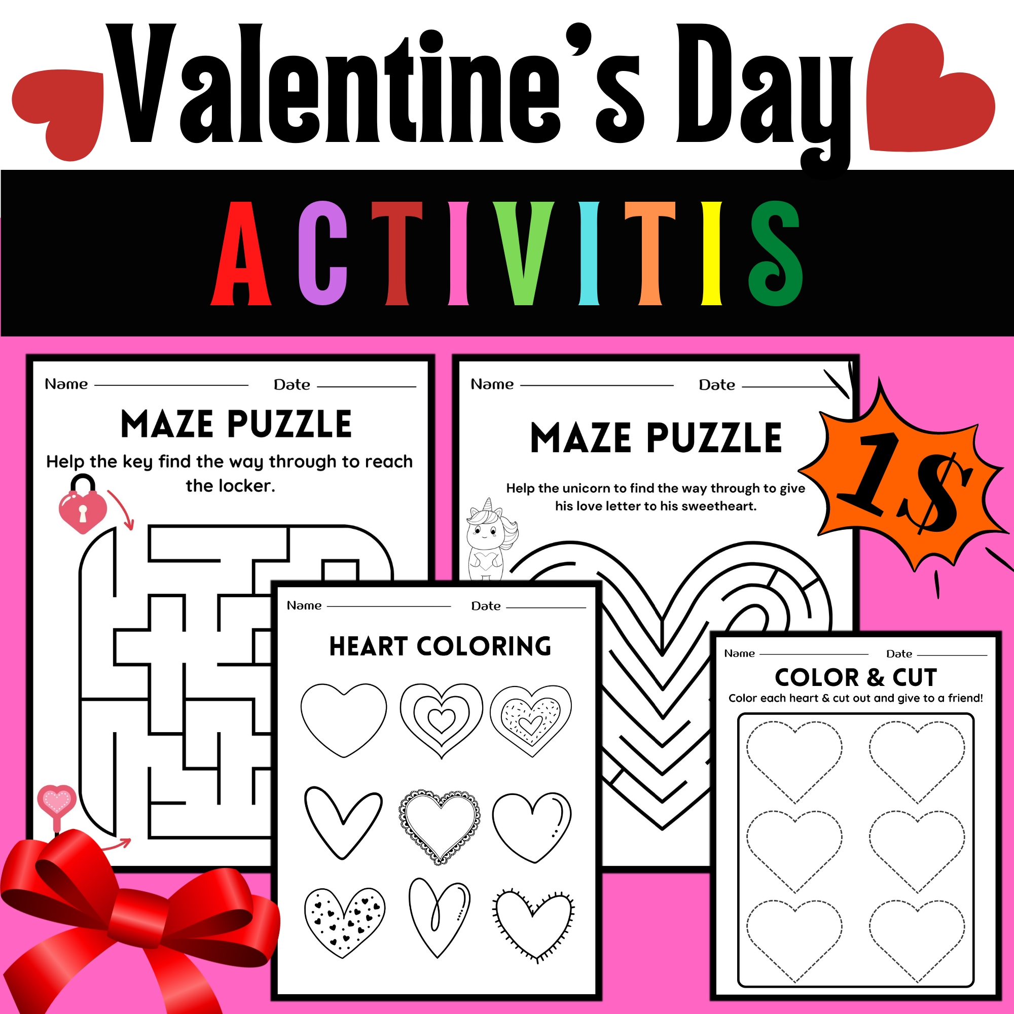 Dollar deal valentines day activities february coloring sheets made by teachers