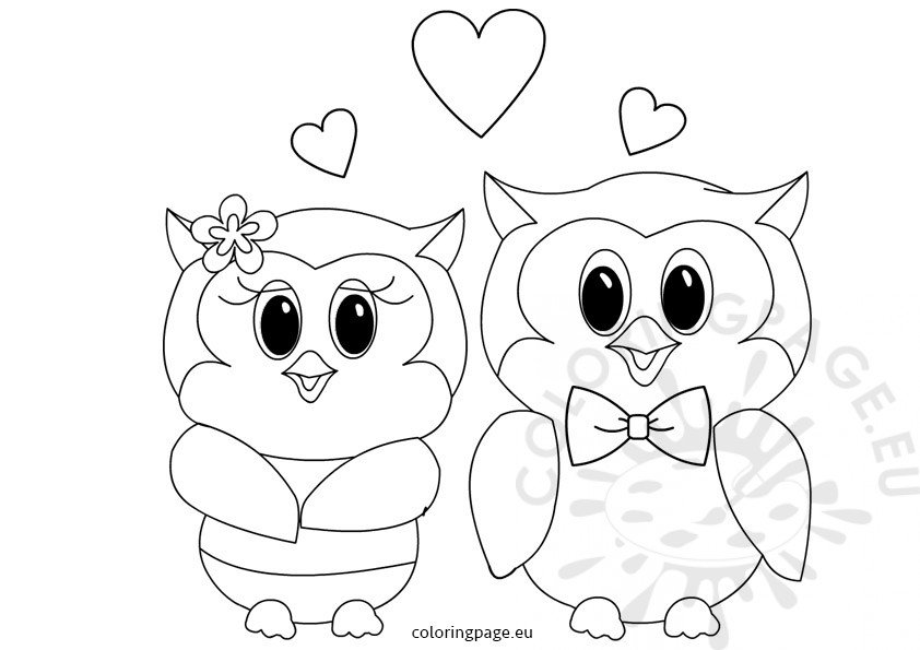 Owls love valentines coloring pages coloring page