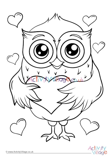 Owl valentine louring page