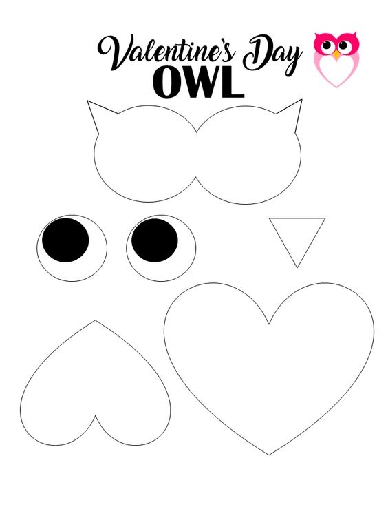 Owl for valentine coloring page