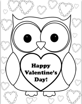 Valentines owl coloring page by mandy nicholas tpt