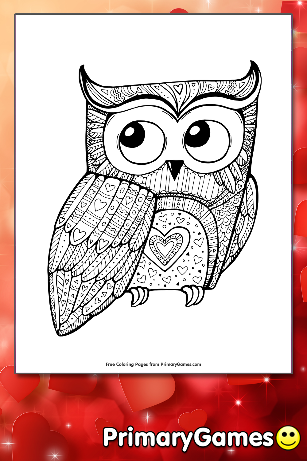 Valentine owl coloring page â free printable pdf from