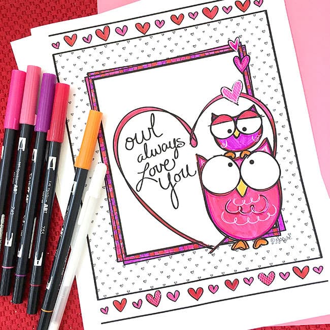 Owl always love you coloring page