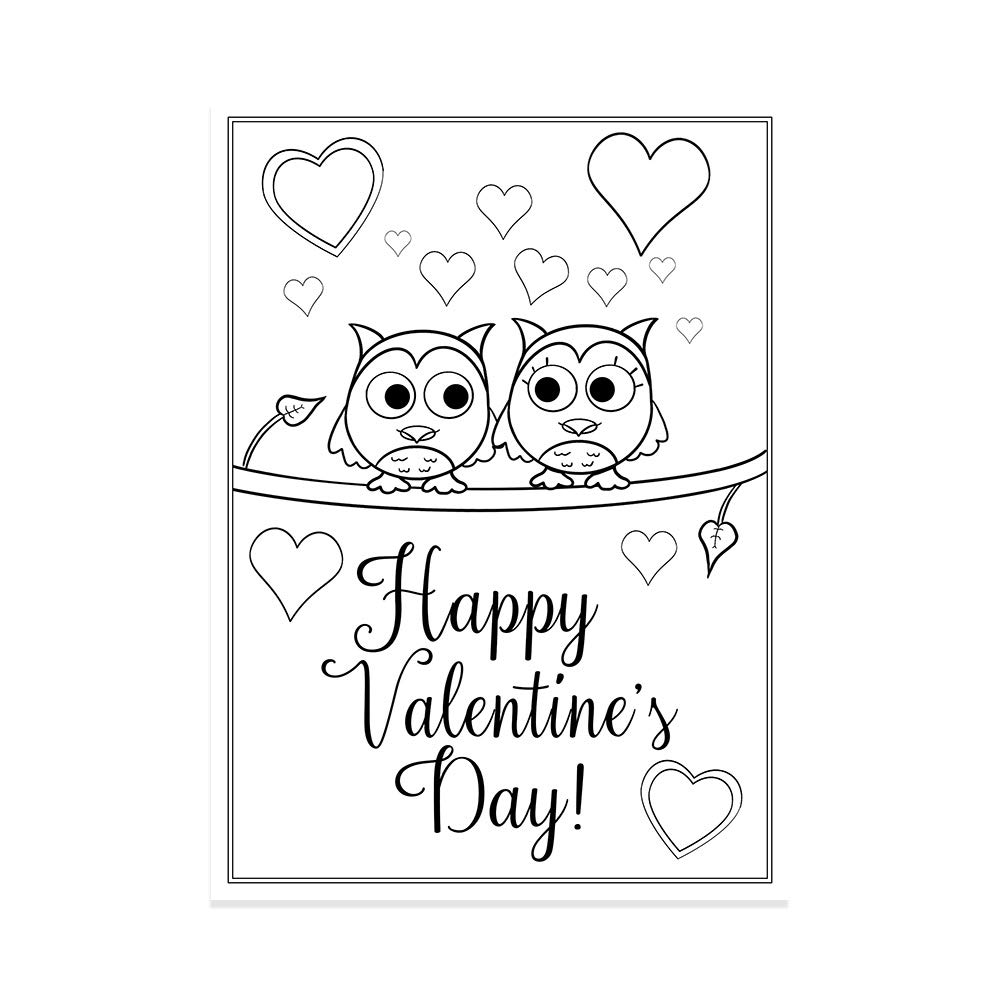 Valentine coloring cards greeting holiday hearts love dog owl bee teddy bear coloring pages printed flat cards envelopes kids diy crafts school grandchildren assortment pack count buy online at best