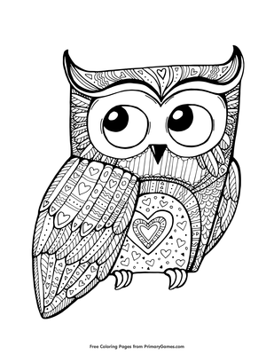 Valentine owl coloring page â free printable pdf from