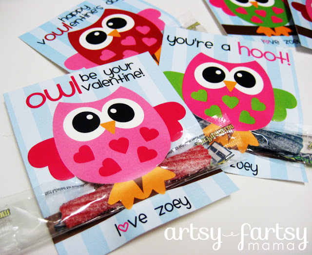 Free printable owl valentines artsy