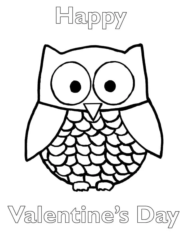 Owl valentines coloring page free pdf