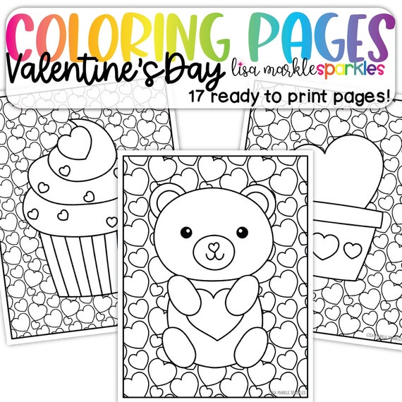 Valentines day coloring pages sheets printable pdf valentine gift for kids and adults