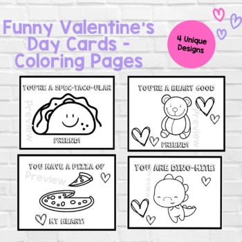 Colouring valentines day card classroom activity puns student gift