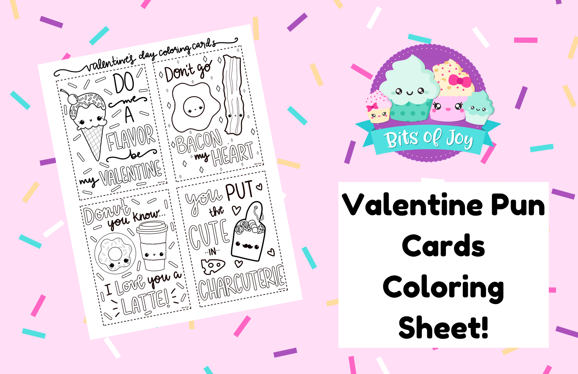 Valentines day card puns coloring sheet â bits of joy