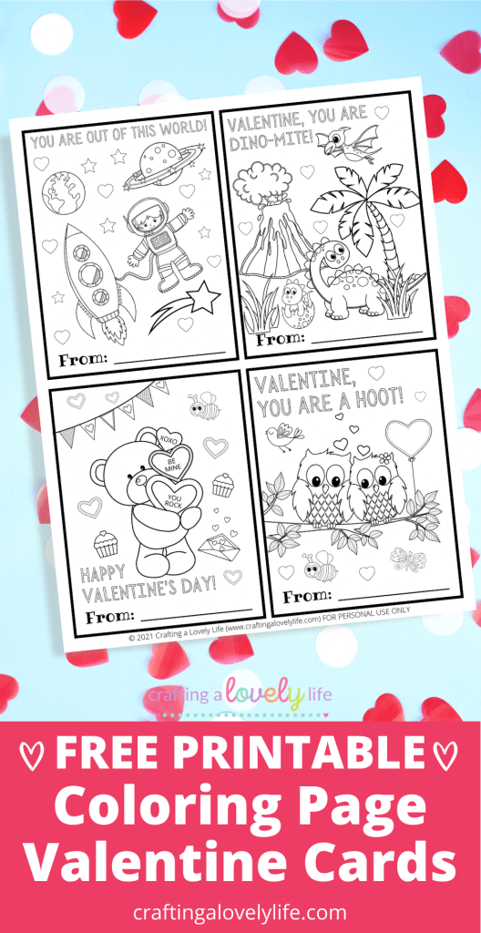 Free printable valentines day cards to color