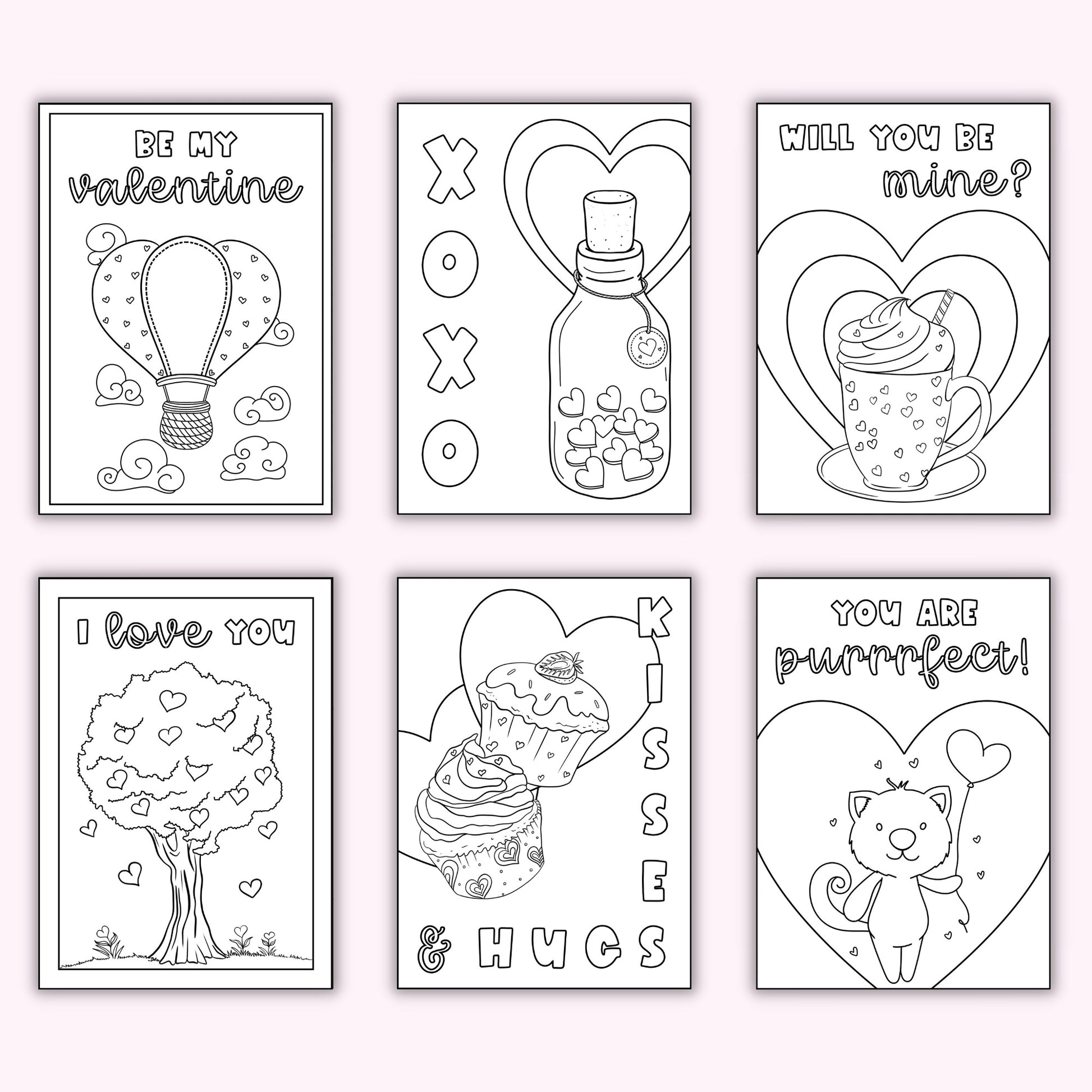 Valentines day colouring cards set of â printables by the craft