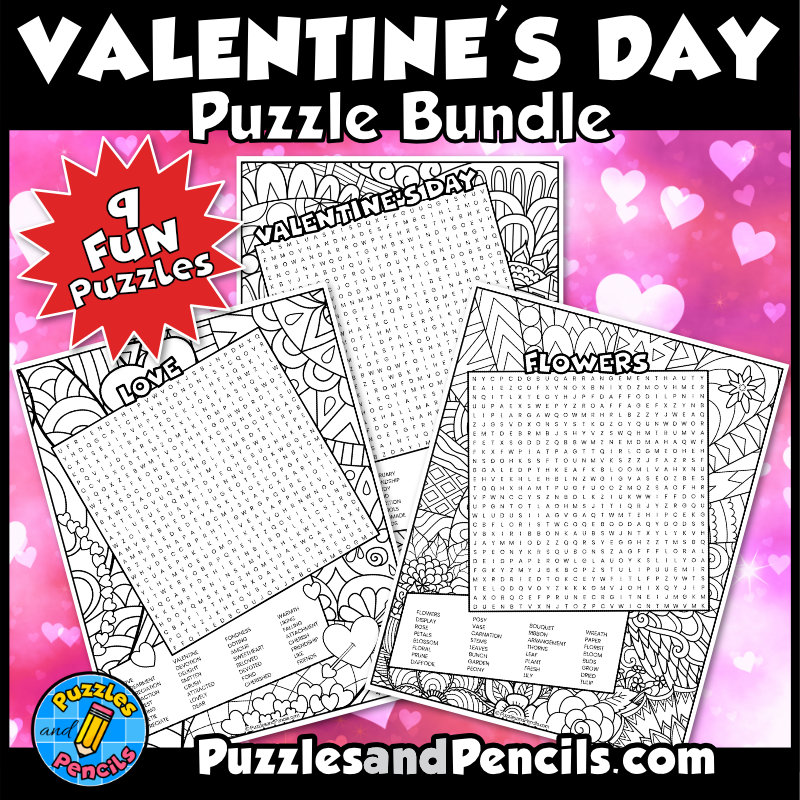 Valentines day word search puzzle bundle valentines day wordsearch puzzles made by teachers