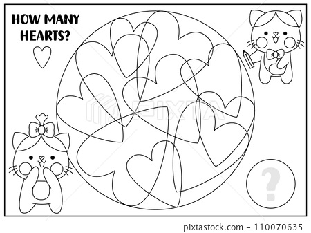 Saint valentine black and white counting game