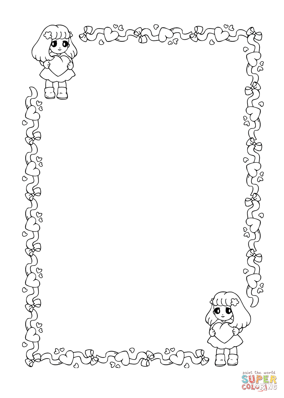 St valentines day frame coloring page free printable coloring pages