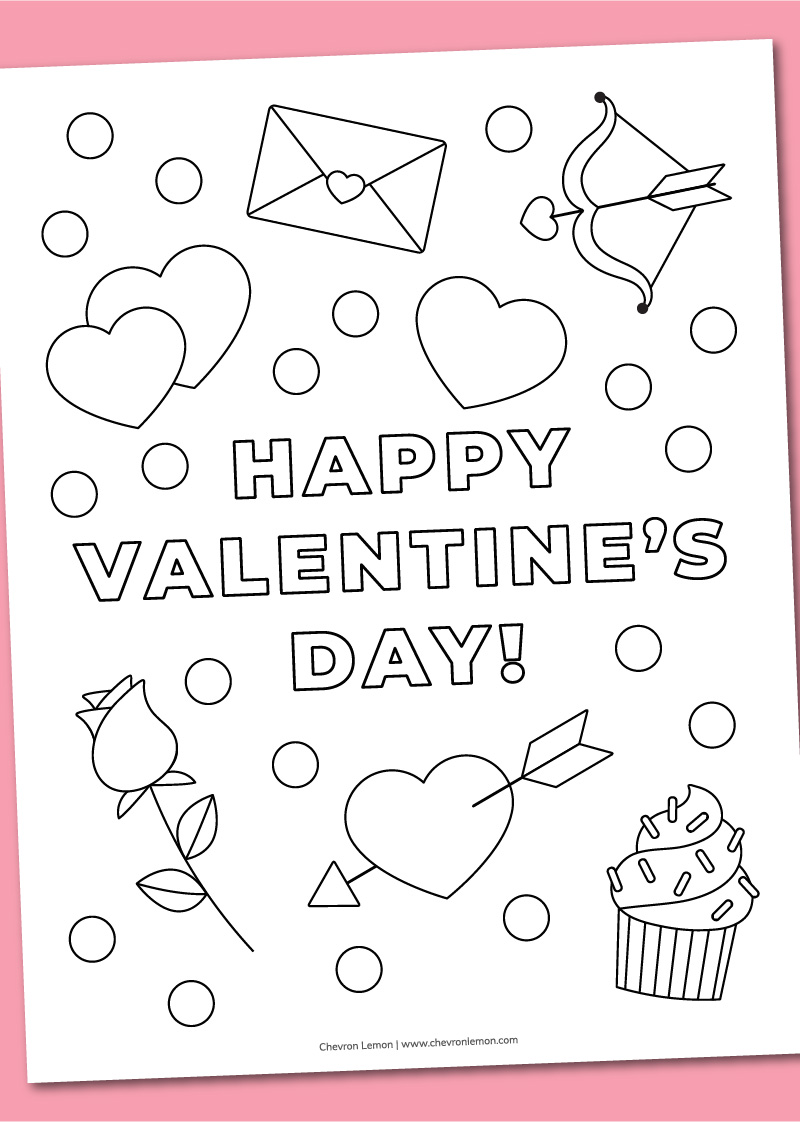 Printable happy valentines day coloring page