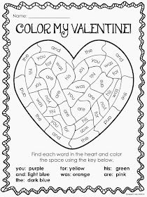 Classroom freebies too color my valentine