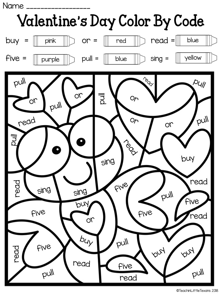 Teachin little texans valentines day themed sight word pages a freebie