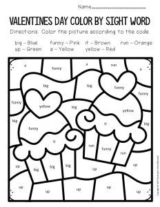 Color by sight word valentines day preschool worksheets valentine sight words sight words kindergarten preschool sight words