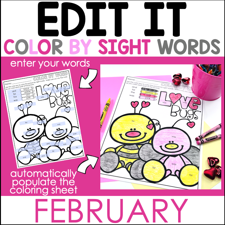 Editable edit it color by sight word