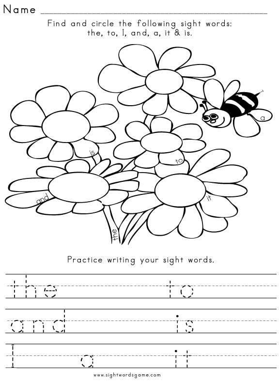 Sight words worksheets