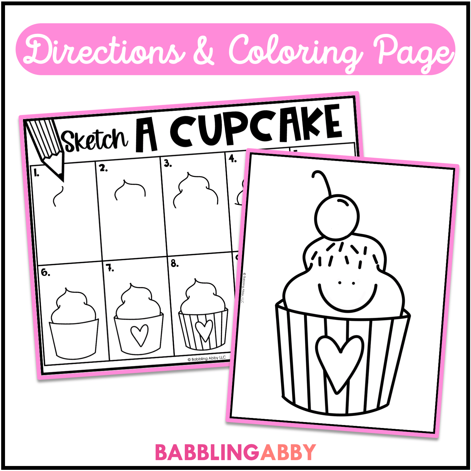 How to draw a valentines day cupcake directed drawing for following directions coloring page