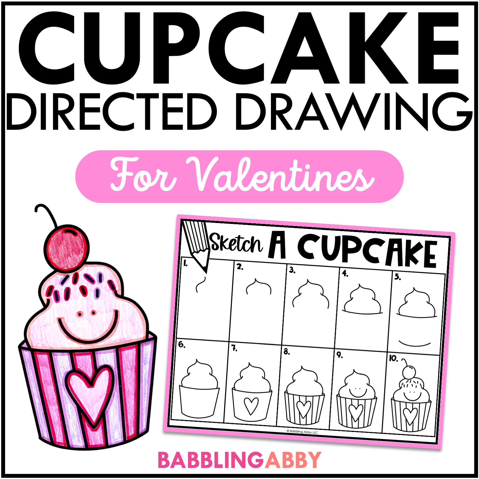 How to draw a valentines day cupcake directed drawing for following directions coloring page