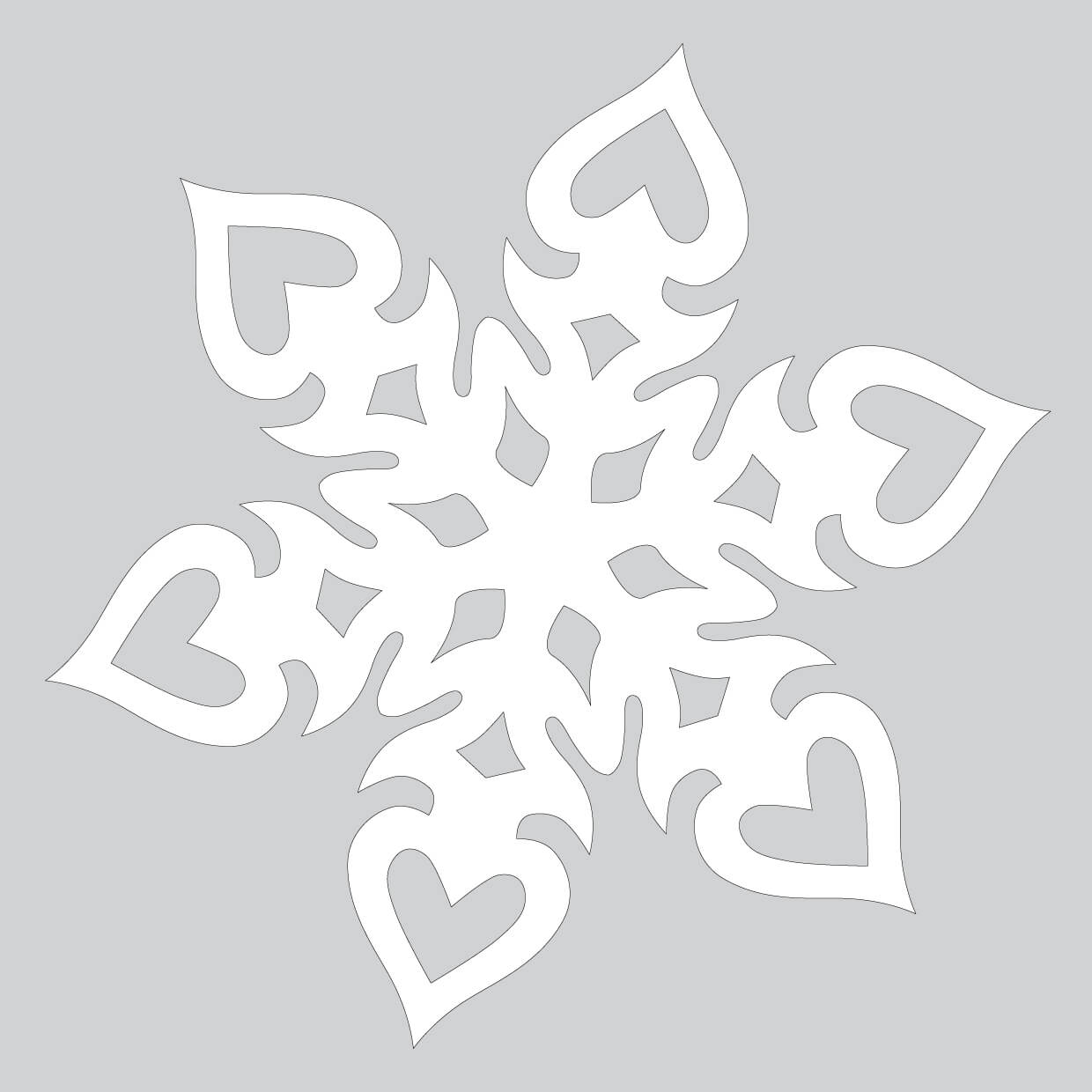 Heart shaped paper snowflake pattern to cut out free printable papercraft templates