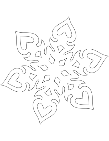 Heart shaped snowflake coloring page free printable coloring pages