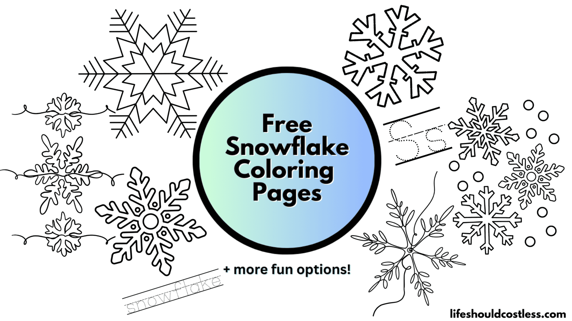 Snowflake coloring pages free printable pdf templates