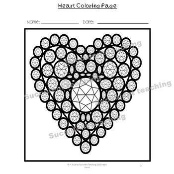 Heart coloring pages valentines day gem by succulent teaching llc