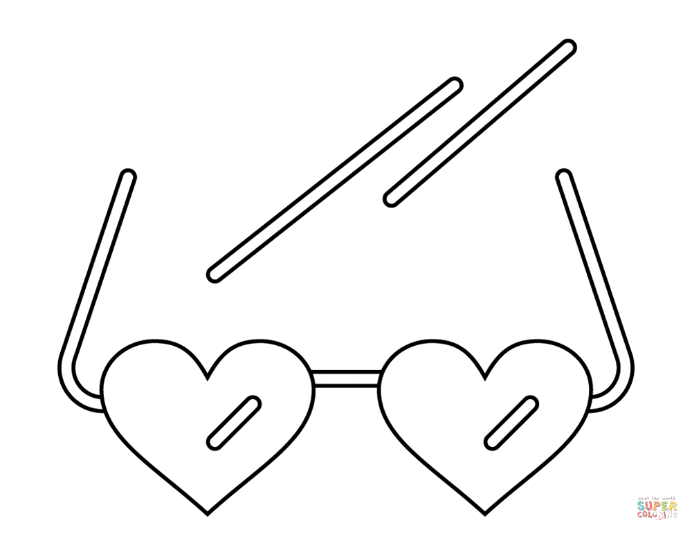 Valentines day heart glasses coloring page free printable coloring pages