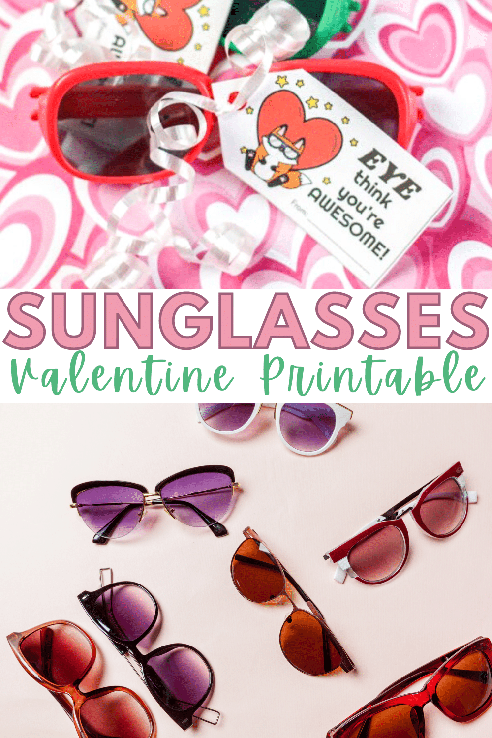 Adorable sunglasses valentine printable