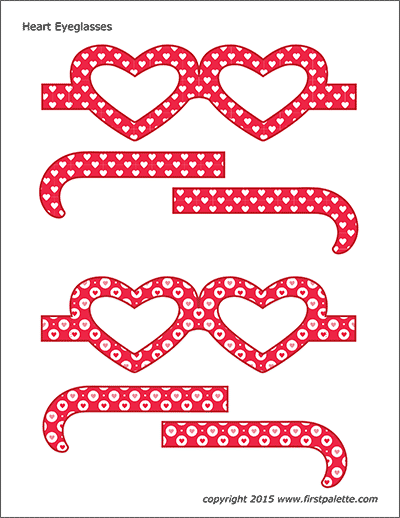 Heart eyeglasses templates free printable templates coloring pages