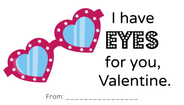 Free printable sunglasses valentines