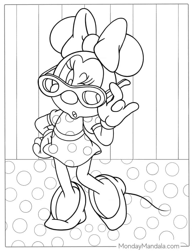 Minnie mouse coloring pages free pdf printables