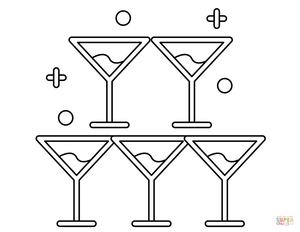 Valentines day cocktail glasses coloring page free printable coloring pages