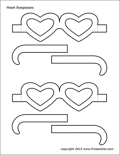 Heart eyeglasses templates free printable templates coloring pages