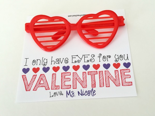 Simple sunglasses printable valentine