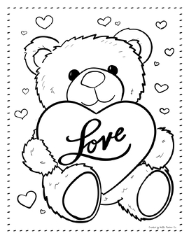 Valentines day teddy bear coloring sheet free by hello teacher co